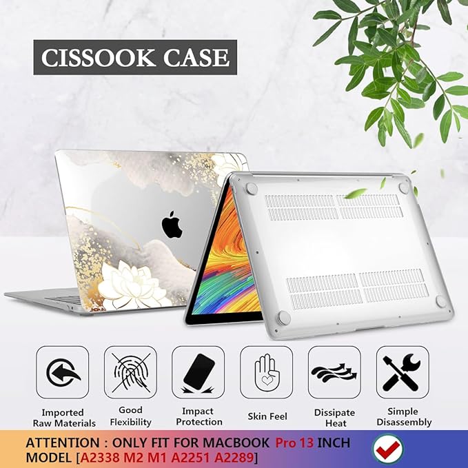 CISSOOK Compatible with MacBook Pro 13 inch Case 2020-2025 Model M1 & M2 A2338