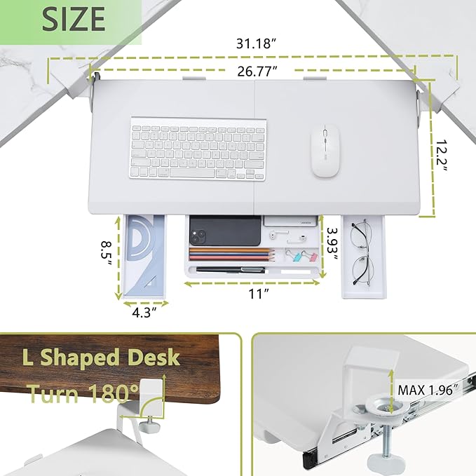 ETHU Keyboard Tray Under Desk, Ergonomic Corner Keyboard Tray