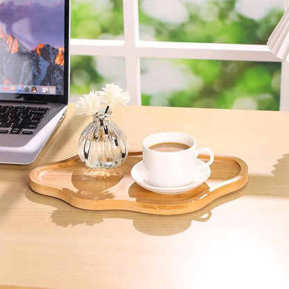 Wood Decorative Serving Tray for Candles Perfume, Cloud Jewelry Tray Trinket Dish, Wooden Trays for Coffee Table Home Decor