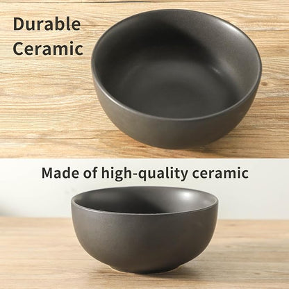 Tikoore Mixing Bowls,Ceramic Bowls for Kitchen,Black Mixing Bowls Set for Baking,Serving,Nesting Bowls for Kitchen Cooking,Salad,Microwave Oven and Dishwasher Safe,24/40/88 oz,Set of 3,Matte Black