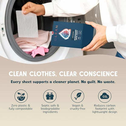 QLEAN Dryer Sheets | Natural Fabric Softener & Removes Static Cling | Vegan Laundry Softener | Soft, Fresh Laundry, Perfect for Clothes and Beddings, Unscented - 120 Loads