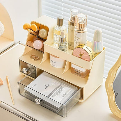 Makeup Organizer with Drawers for Vanity,Bathroom Countertop Organizer with Brushes Holder,Skincare Storage Organizer,Perfect Cosmetic Display Case for Your Beauty Essential