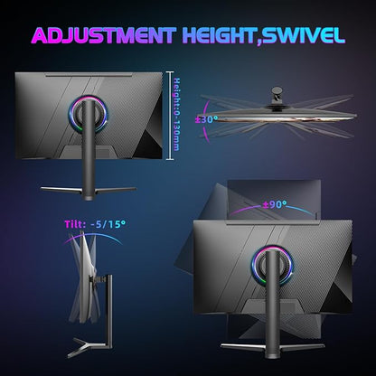 32 Inch Gaming Monitor QHD (2560 x 1440) 2K IPS Panel, 165Hz, 1ms GTG, sRGB 100%,Freesync, HDR10, VESA Mountable,Displayport, HDMI, Height/Tilt/Swivel/Pivot Adjustment, PC Monitor for Gamers