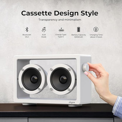 Cassette Portable Bluetooth Speaker, 16W Minimalist Speakers Bluetooth Wireless