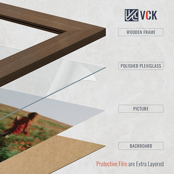VCK 16x24 Brown Poster Frames 3 Pack, High-End Wood Wide Border Picture Frame,Multi-Directional Display Family Photos, Office Prints, Studio/Gallery/Home Artwork