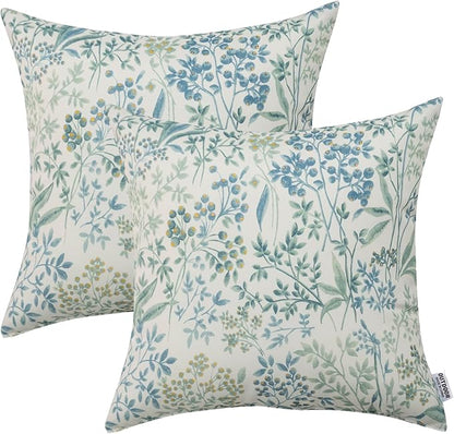 Outdoor/Indoor Throw Pillows, Pack of 2 Waterproof Decorative Throw Pillows with Inserts, 18”x18” Square Pillows for Bed, Couch, Sofa and Patio Furniture