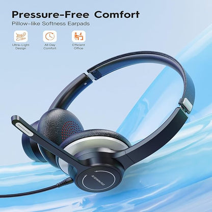 USB Headset with Microphone, 3.5mm Wired Computer Headsets with Noise
