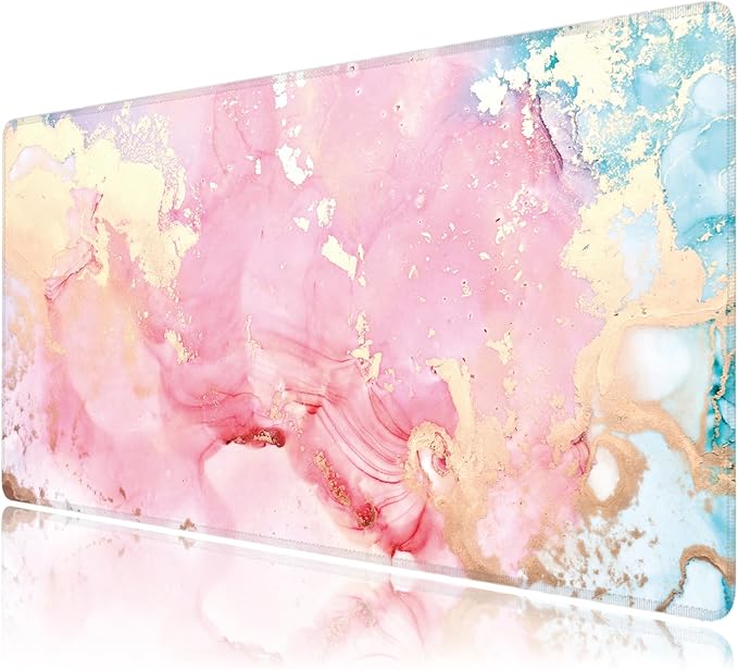 Cute Pink Marble Large Mouse Pad, Gaming Keyboard Desk Pad, Extended Mouse Mat