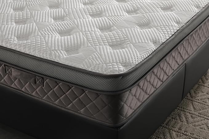 Ottomanson Twin 12” Eurotop Hybrid Mattress - Premium Quilted Cover - Made in USA - Medium-Firm Support - Individually Pocketed Coils & CertiPUR-US Foam - Fiberglass-Free - Bed in a Box