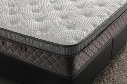 Ottomanson Twin 12” Eurotop Hybrid Mattress - Premium Quilted Cover - Made in USA - Medium-Firm Support - Individually Pocketed Coils & CertiPUR-US Foam - Fiberglass-Free - Bed in a Box