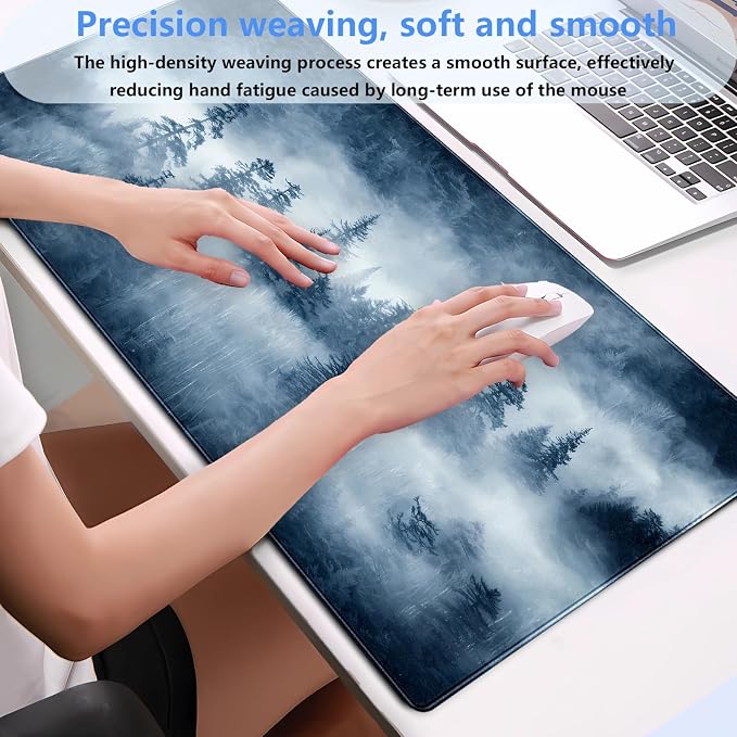 Forest Nature Scenery Mountain Desk Pad Extra Large 31.5"x15.7" Gaming Mouse