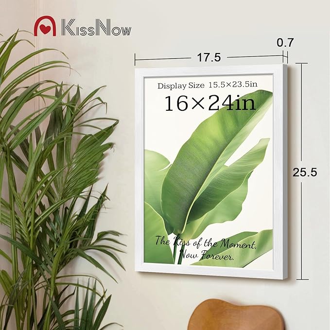 16x24 Poster Frame 4 Pack, Textured White Solid Wood Picture Frame, Wall Hanging