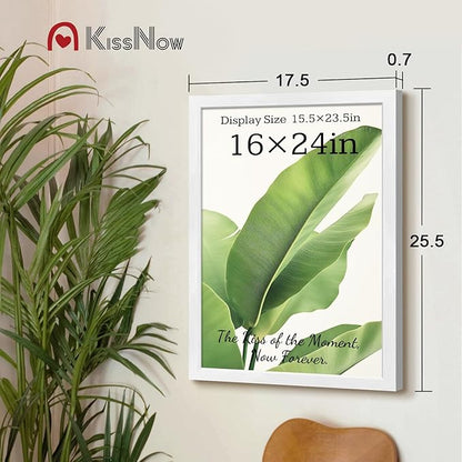 16x24 Poster Frame 4 Pack, Textured White Solid Wood Picture Frame, Wall Hanging