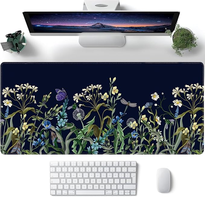 Weeds Flowers Large Mouse Pad, Gaming Keyboard Desk Pad, Extended Mouse Mat