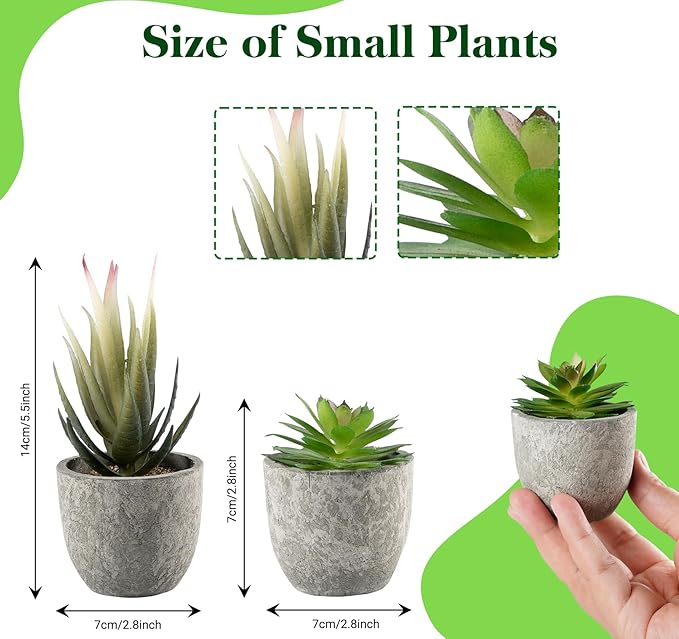 Lemonfilter 4 Pack Fake Plants, Small Eucalyptus Rosemary Succulents Artificial Mini Faux Potted Plants Fake Plant Indoor for Home Bathroom Bedroom Office Desk Desk Shelf Decor