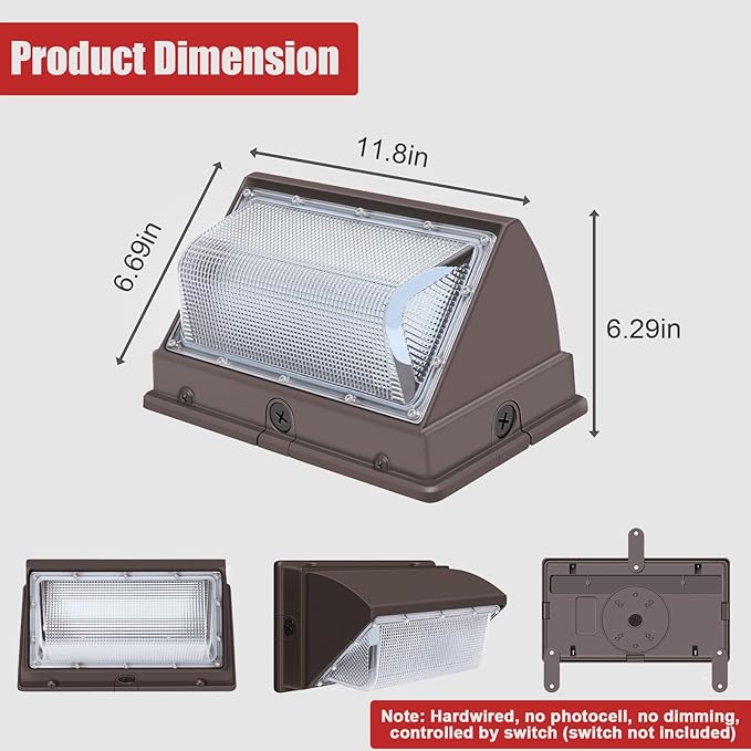 120W LED Wall Pack Lights, Extremely Bright Commercial Outdoor Wallpack, 5000K Daylight IP65 Waterproof Wall Light Exterior Security Lighting for Garage Backyard Parking Lot ﻿