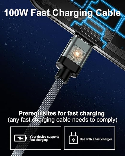 ZBF 100W USB C Magnetic Charging Cable, 2 in 1 Charger Cable