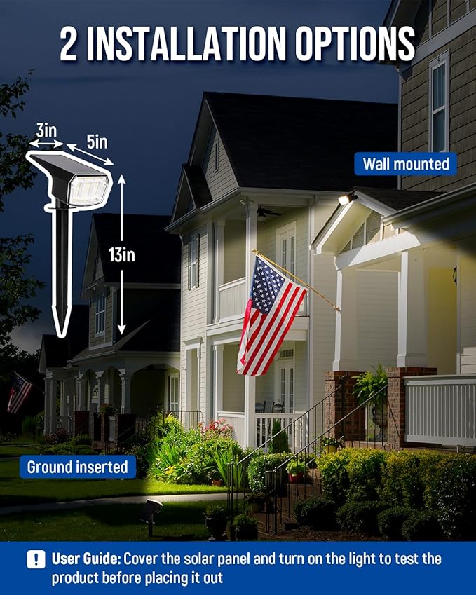 Solar spotlights Outdoor 63 LED 3 Lighting Modes, IP65 Waterproof Lighten Yard Garden House Garage Pathway for Christmas Decorations-10 Pack