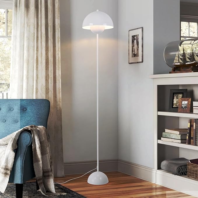 COSYLUX Modern Floor Lamp for Living Room, Industrial Tall Standing Lamp for Bedroom, Metal Shade Reflecting Light Reading Floor Lamp for Office, Nursery Room, Corner(Bright White)
