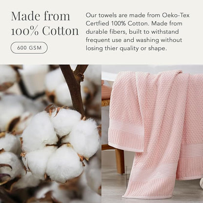 NY Loft 100% Cotton 2 Pack Bath Sheet Towel Set | Extra Large Oversize Bath Towels | Absorbent & Quick-Dry | Textured and Durable Cotton | Light Pink