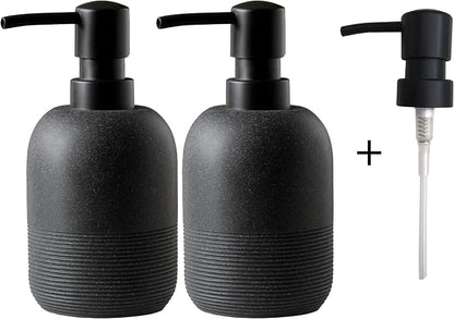 GalDal Matte Black Soap Dispenser Sets with Pump,Hand Soap and Lotion Dispenser for Bathroom Countertop,Morden Soap Dispenser for Kitchen-10.6oz.