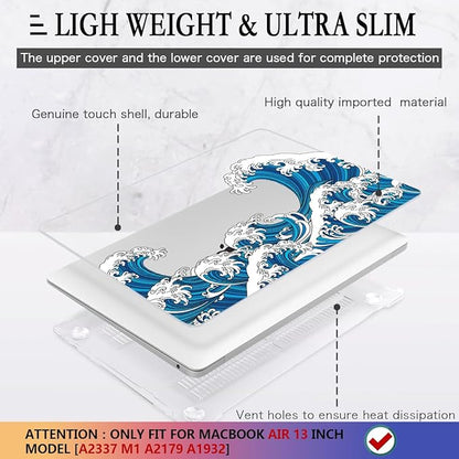 CISSOOK Wave Case for MacBook Air 13 inch Case 2021 2020 2019 2018 Release