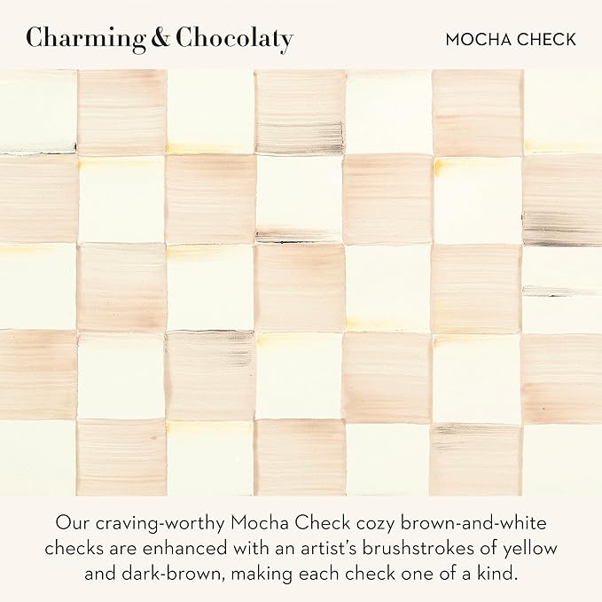 MACKENZIE-CHILDS Enamel Dipping Bowl, Small Serving Bowl for Entertaining, Brown-and-White Mocha Check