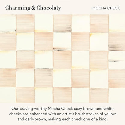 MACKENZIE-CHILDS Enamel Dipping Bowl, Small Serving Bowl for Entertaining, Brown-and-White Mocha Check