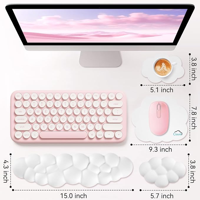 Cloud Wrist Rest for Computer Keyboard, 4-in-1 Memory Foam Leather Cloud