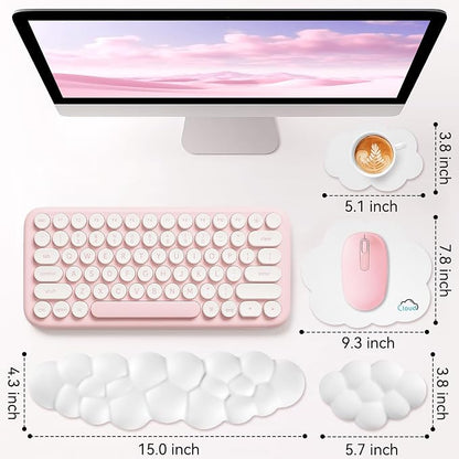 Cloud Wrist Rest for Computer Keyboard, 4-in-1 Memory Foam Leather Cloud