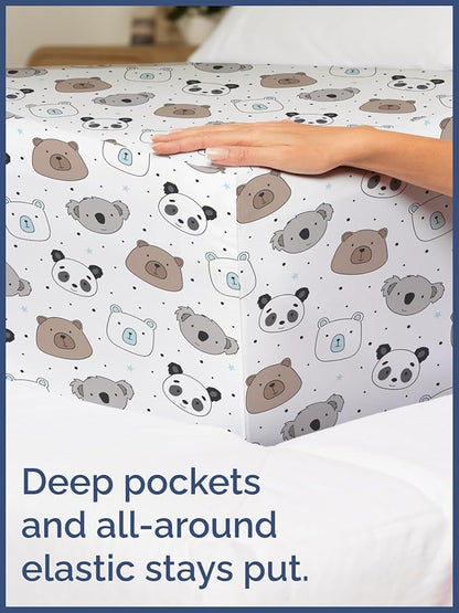 Kids Bears Queen 4 Piece Sheet Set - Boys, Girls, Teens, Toddler - Easy Fit Deep Pockets - Breathable, Hotel Quality Bedding Sheets - Machine Washable - Wrinkle Free - Cute, Cozy, Soft - CGK Linens