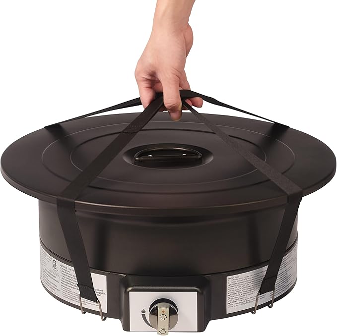 Amazon Basics Portable Propane Fire Pit, 19 inch Round Gas for Patio, 55,000 BTU Carry Strap