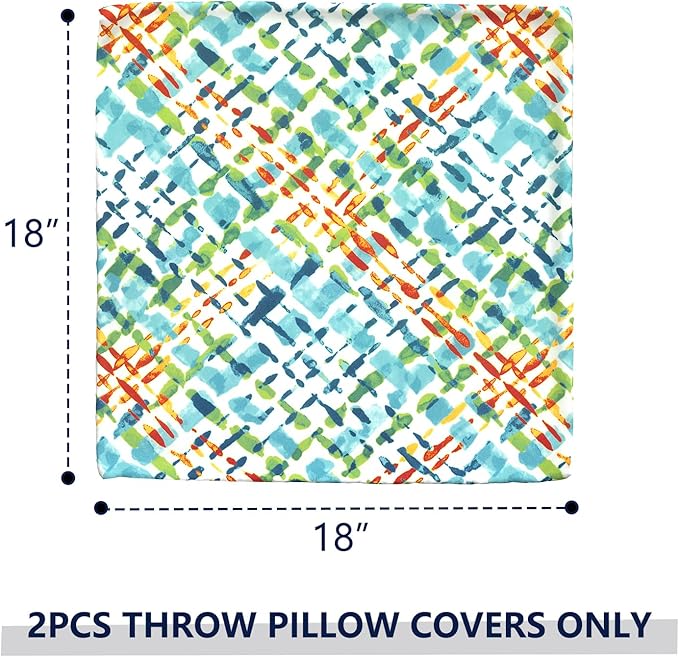 Outdoor Throw Pillow Covers 18”x18”, Decorative Pillow Covers for Patio Furniture, Modern Cushion Cases for Garden Couch Home Sofa Bed Office Chair, Pack of 2,Acapa Opal Geometric