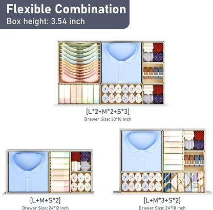 DIMJ Drawer Organizer Clothes, 28 Pack Dresser Organizer, Foldable Closet