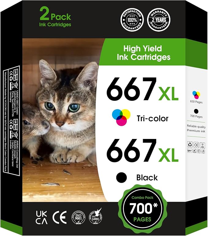 667XL 667 XL Black and Color Replacement