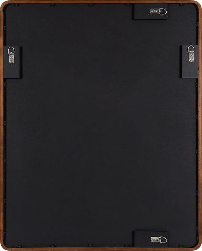 Kate and Laurel McLean Modern Wood Framed Rounded Rectangle Wall Mirror, 24 x 30, Walnut Brown, Decorative Round Rectangular Mirror for Contemporary Wall Decor
