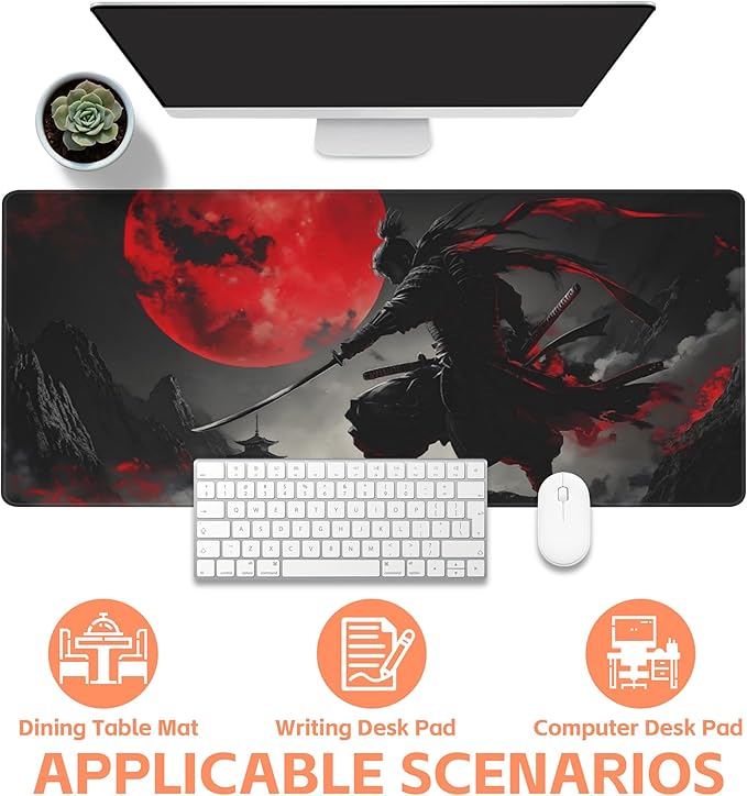 Mouse Pad Large Anime Samurai Non-Slip Gaming Desk Mat