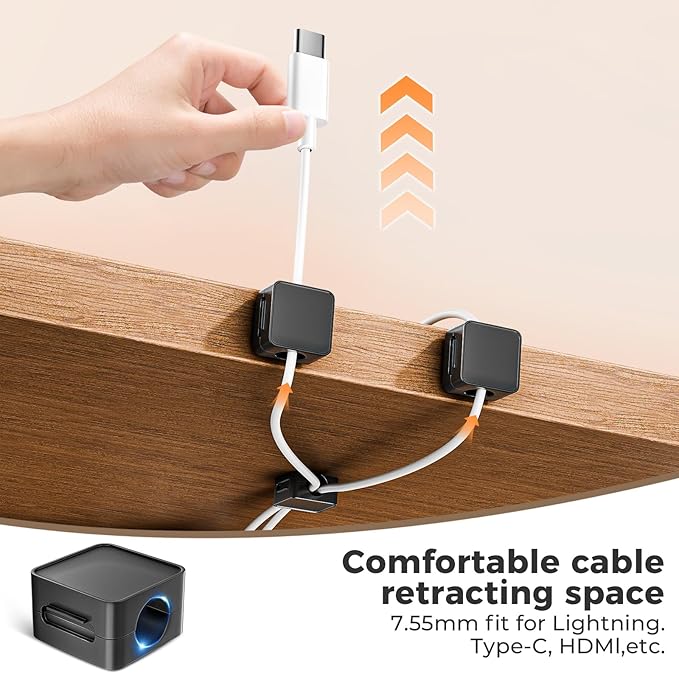 8 Pack Magnetic Cord Organizer Holder, Adjustable Cable Clips, Strong Adhesive