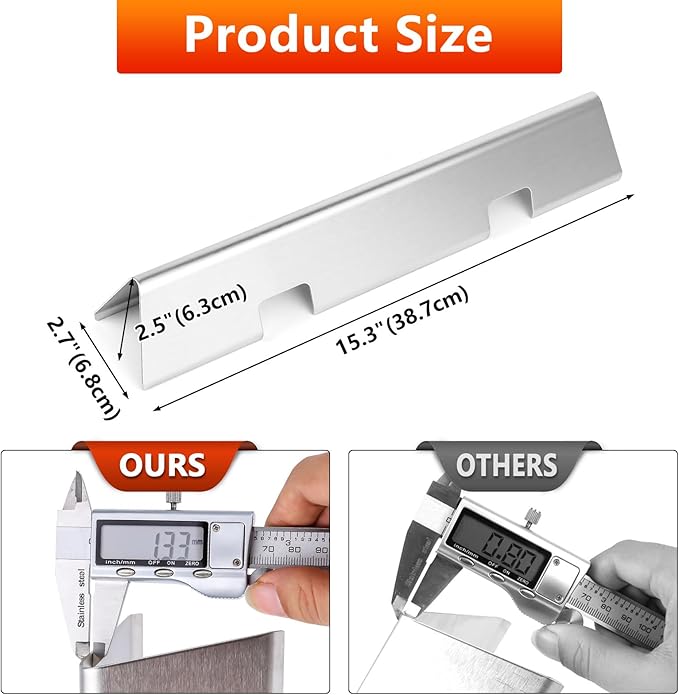 Uniflasy 15.3" Flavorizer Bars for Weber Spirit 300 and GS4 II Spirit 300 Series, Spirit E310 S310 E320 S320 E330 S330 Gas Grills with Front Mounted Control Panels, Stainless Steel Heat Plate, 7636