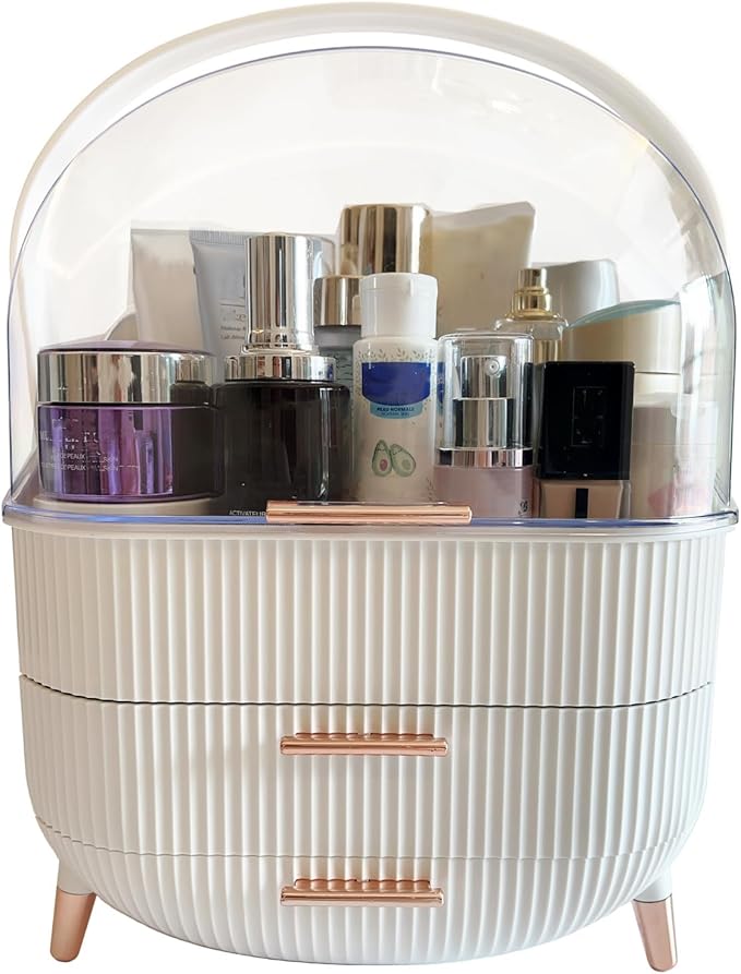 Upgrade Large Makeup Organizer Countertop Vanity Case Skin Care Cosmetic Storage Box Bathroom Counter Perfume Skincare Organizers Make Up Caddy Gift for Women Girls Clear Design Easy Visibility