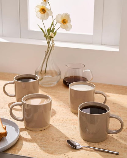 famiware Coffee Mugs for 6, 13 oz Mug Set, Dringking Cup with Handle for Coffee, Tea, Cocoa, Milk, Milkyway serise, Cinnamon Brown