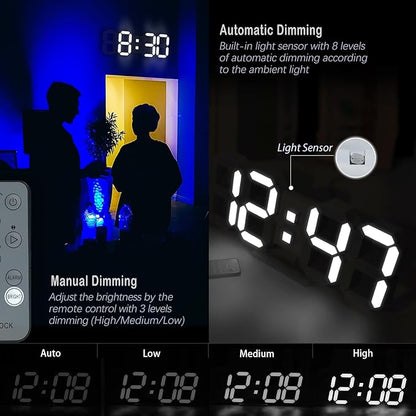 KOSUMOSU Wall Clock 15" 3D LED Digital Clock