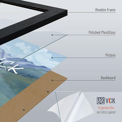 VCK 20x30 Poster Frame Set of 2, Black Solid Wood Picture Frames with Exclusive Woodgrain, Wall Gallery Frame