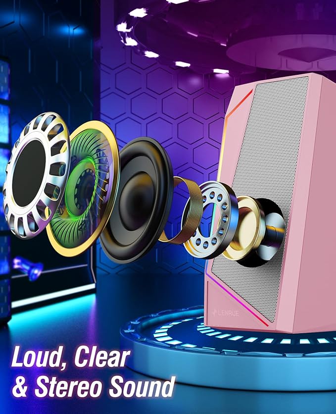 LENRUE Computer Speakers, USB/USB-C Powered PC Speakers