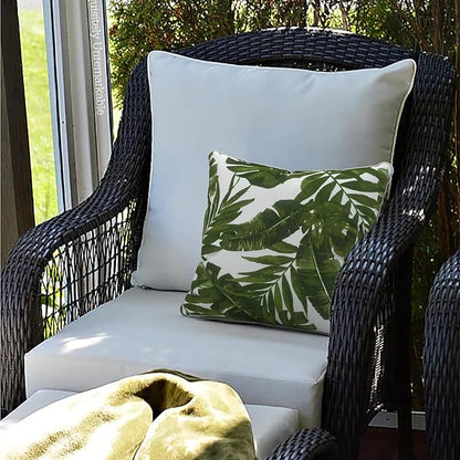 LVTXIII Set of 2 Patio Throw Pillows Waterproof 20"x20" Fade Resistant Outdoor Throw Pillows with Inserts, Fluffy Decorative Garden Toss Pillow Cushions for Home Patio Coach Sofa Use, Palms Green