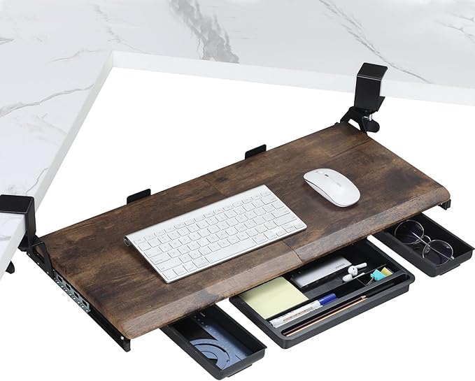 ETHU Keyboard Tray Under Desk, Ergonomic Corner Keyboard Tray