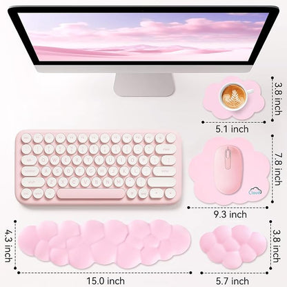 Cloud Wrist Rest for Computer Keyboard, 4-in-1 Memory Foam Leather Cloud