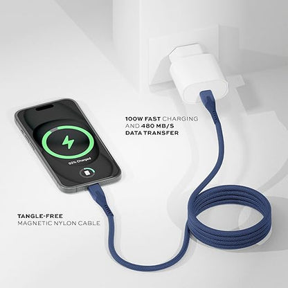 Statik MagStack Pro USB C to USB C Cable, Magnetic Type C Charger Fast Charging