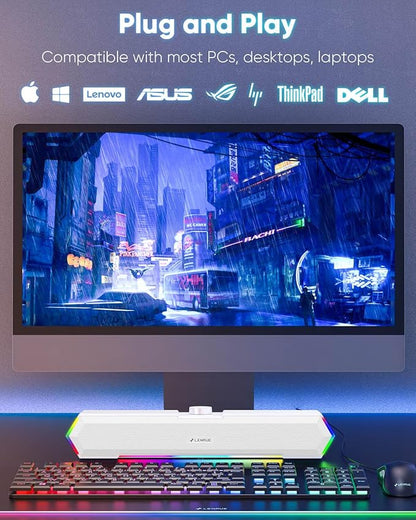LENRUE G11 Computer Speakers for Desktop, Touch Lights PC Speakers