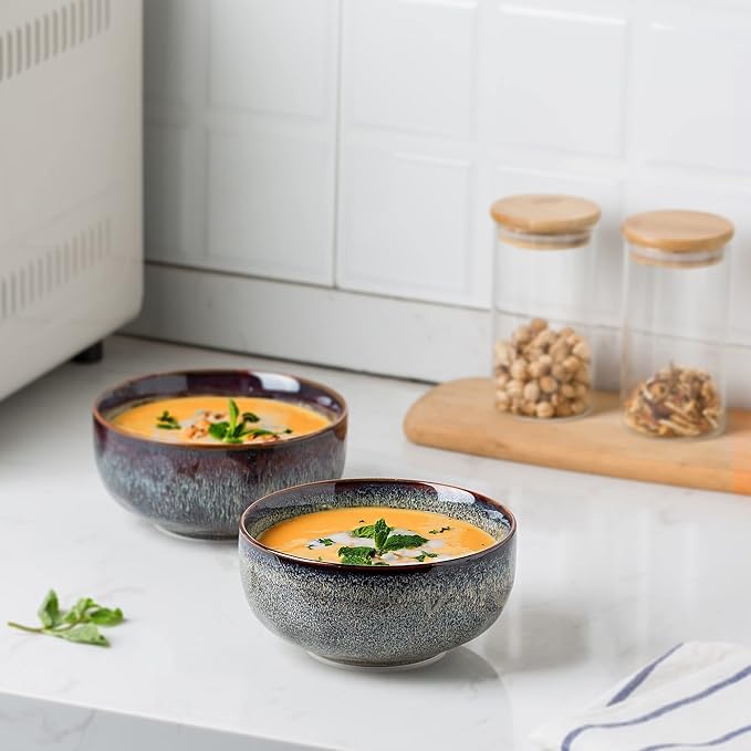 22 Ounce Serving Bowls Set - Ceramic Bowl Set of 2-5.75 inch for Salad, Soup,Cereal Bowls for Kitchen